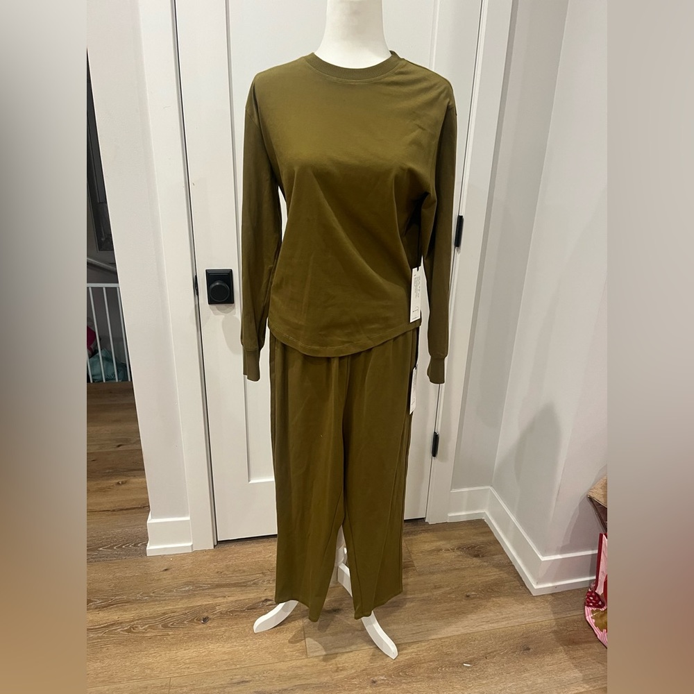 Anthropologie by Paper Label Cropped Pant Loungewear Set NWT Sz S